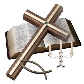 cross bible fish candle